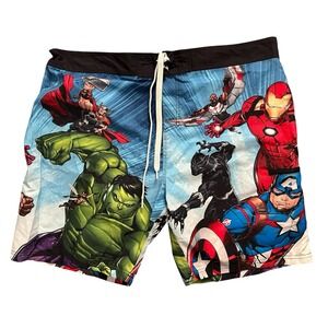 Marvel Avengers Superhero Swim‎ Trunks Board Shorts Men's Sz 2XL Hulk Iron Man